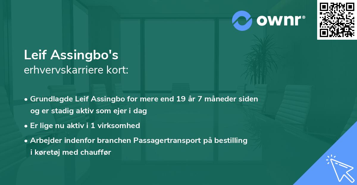 Leif Assingbo's erhvervskarriere kort