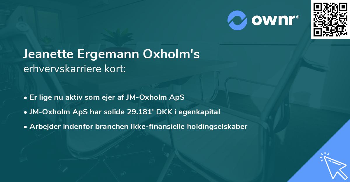 Jeanette Ergemann Oxholm's erhvervskarriere kort