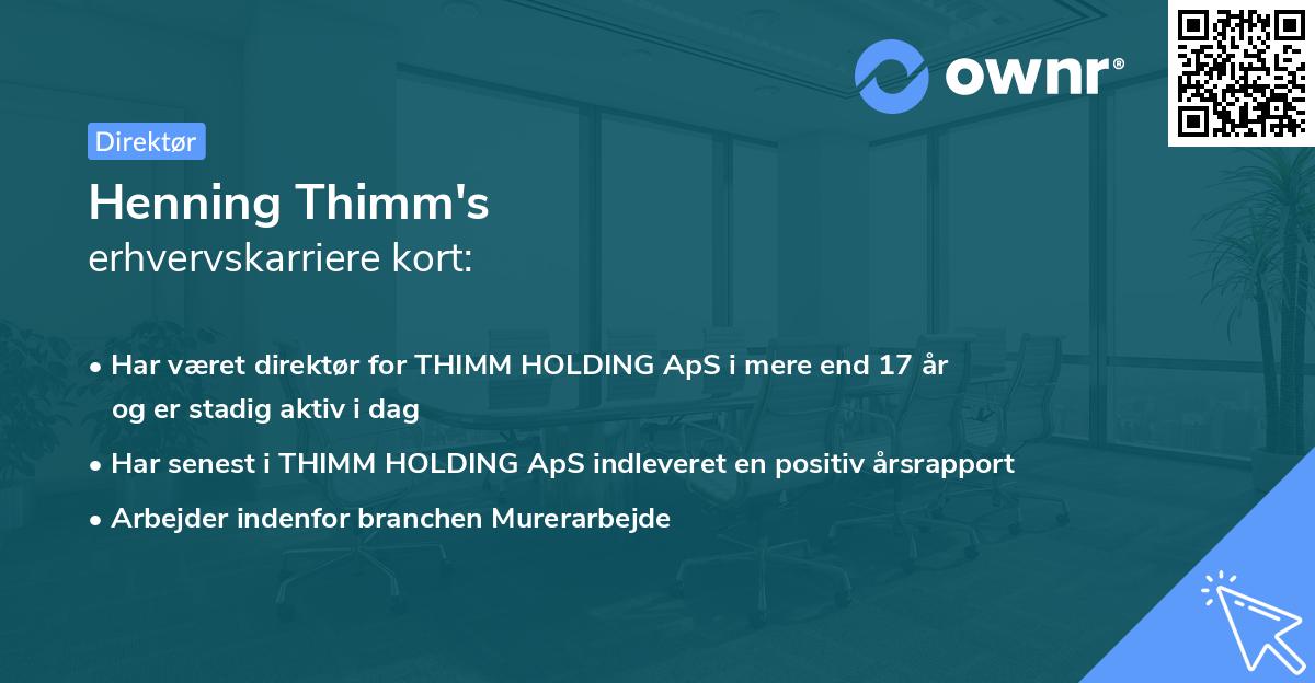 Henning Thimm's erhvervskarriere kort