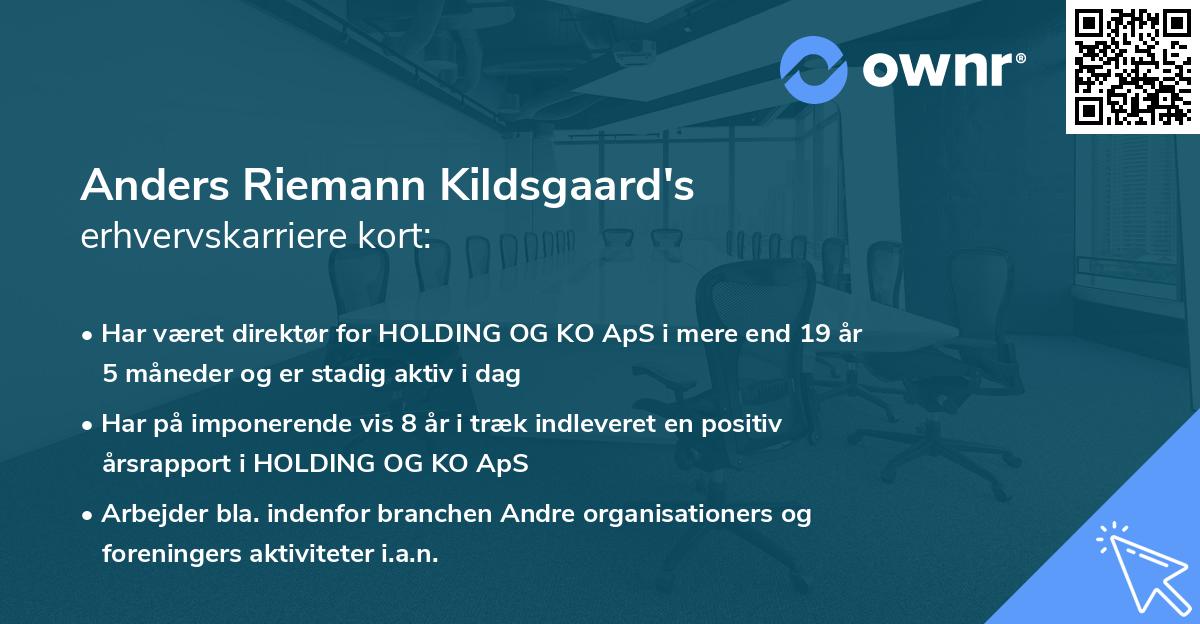 Anders Riemann Kildsgaard's erhvervskarriere kort