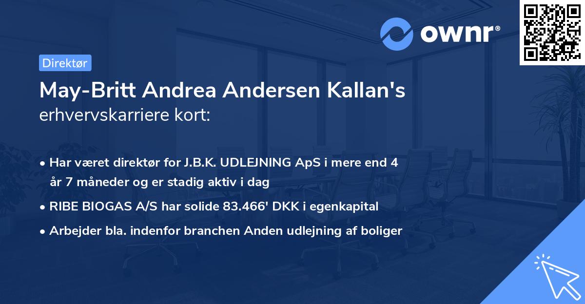 May-Britt Andrea Andersen Kallan's erhvervskarriere kort