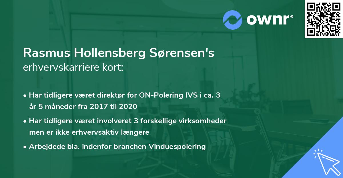 Rasmus Hollensberg Sørensen's erhvervskarriere kort