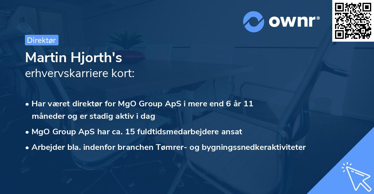 Martin Hjorth's erhvervskarriere kort