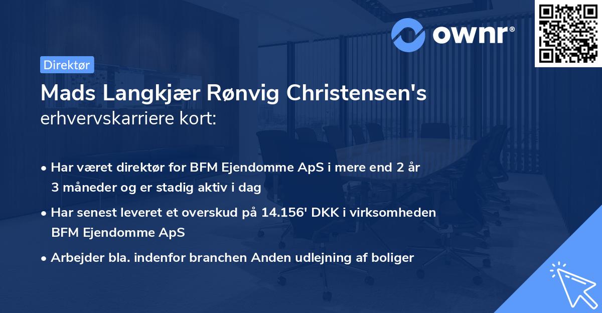 Mads Langkjær Rønvig Christensen's erhvervskarriere kort