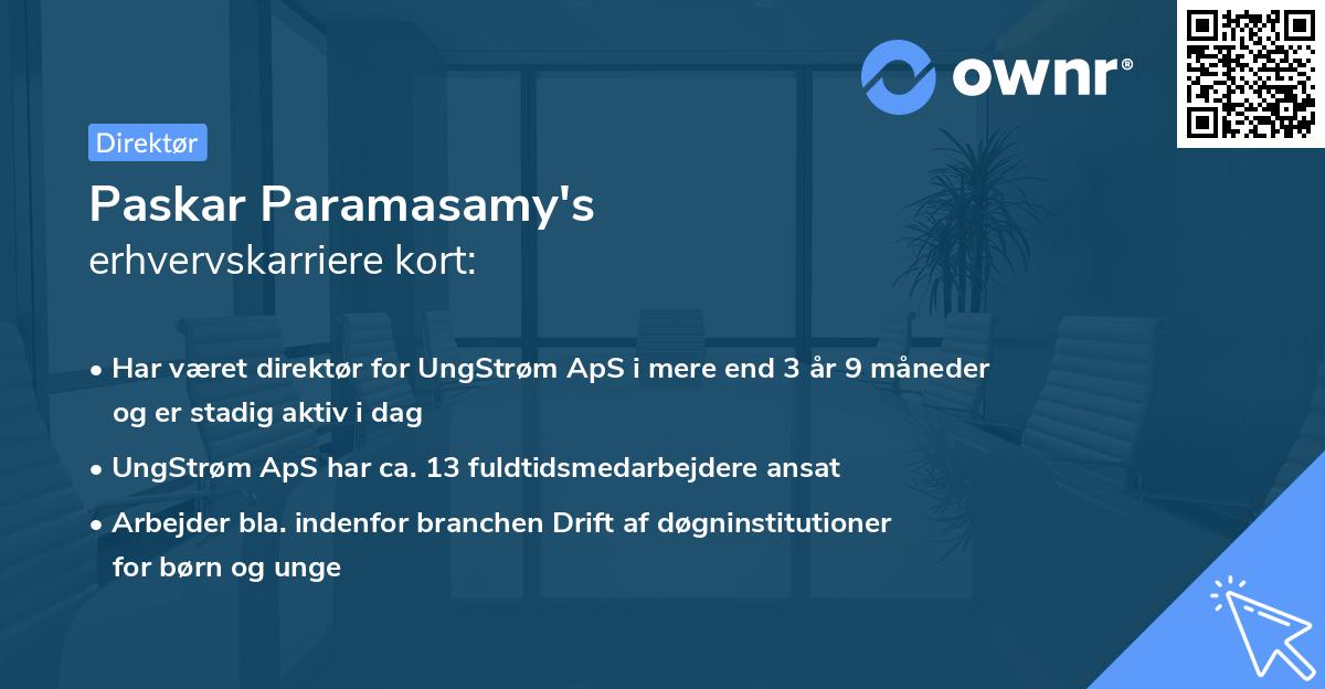 Paskar Paramasamy's erhvervskarriere kort