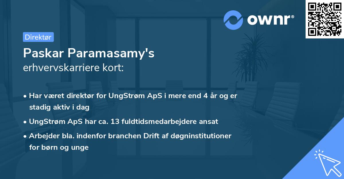 Paskar Paramasamy's erhvervskarriere kort