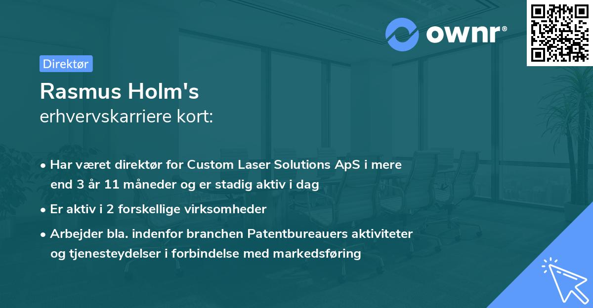 Rasmus Holm's erhvervskarriere kort