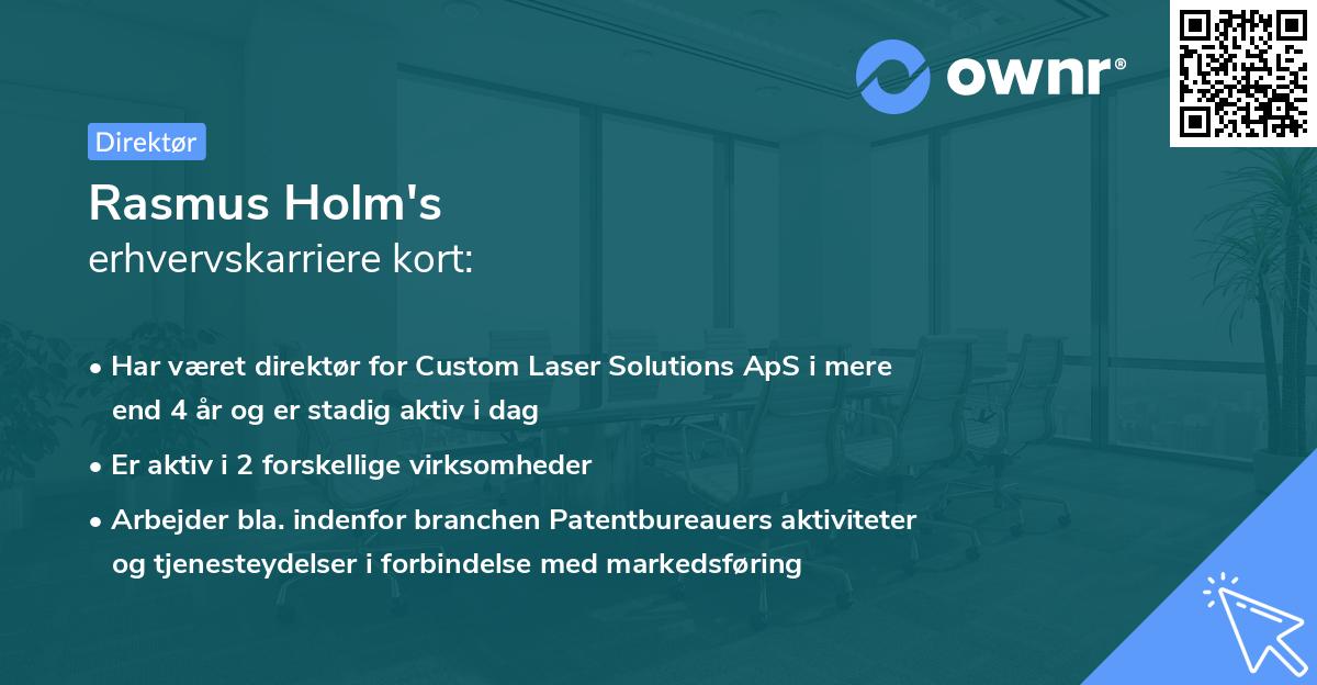 Rasmus Holm's erhvervskarriere kort