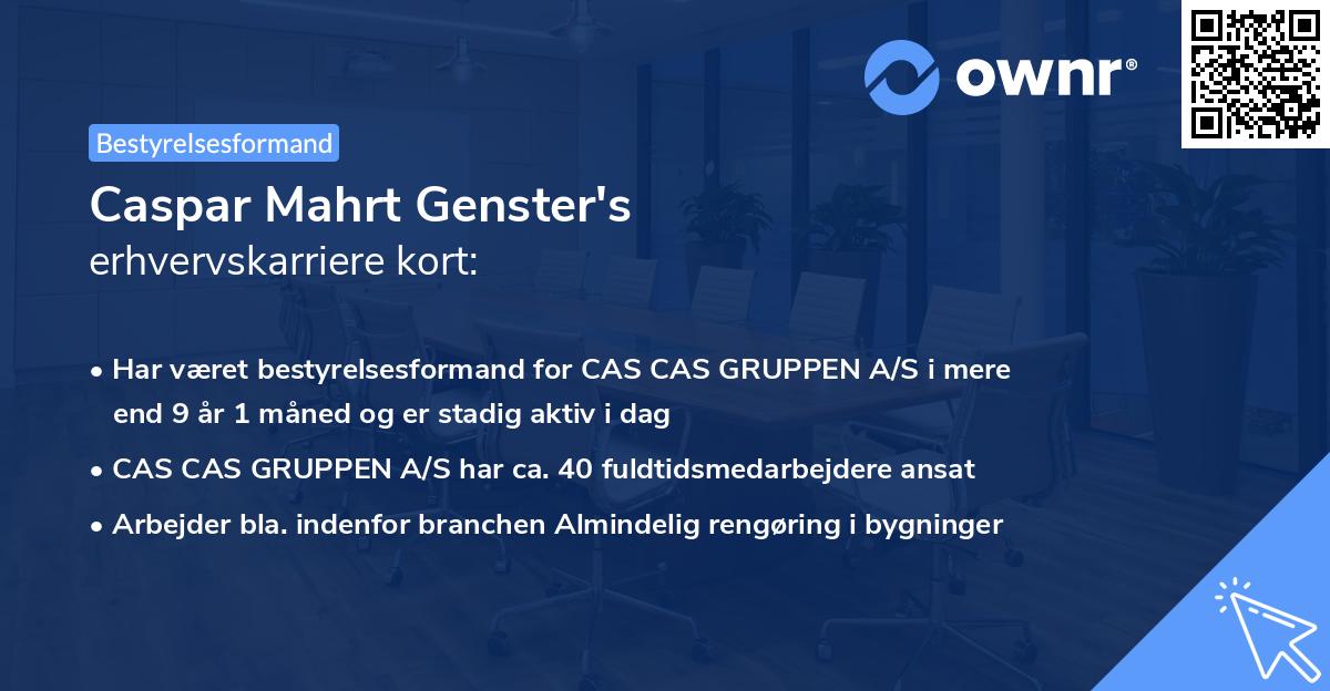 Caspar Mahrt Genster's erhvervskarriere kort