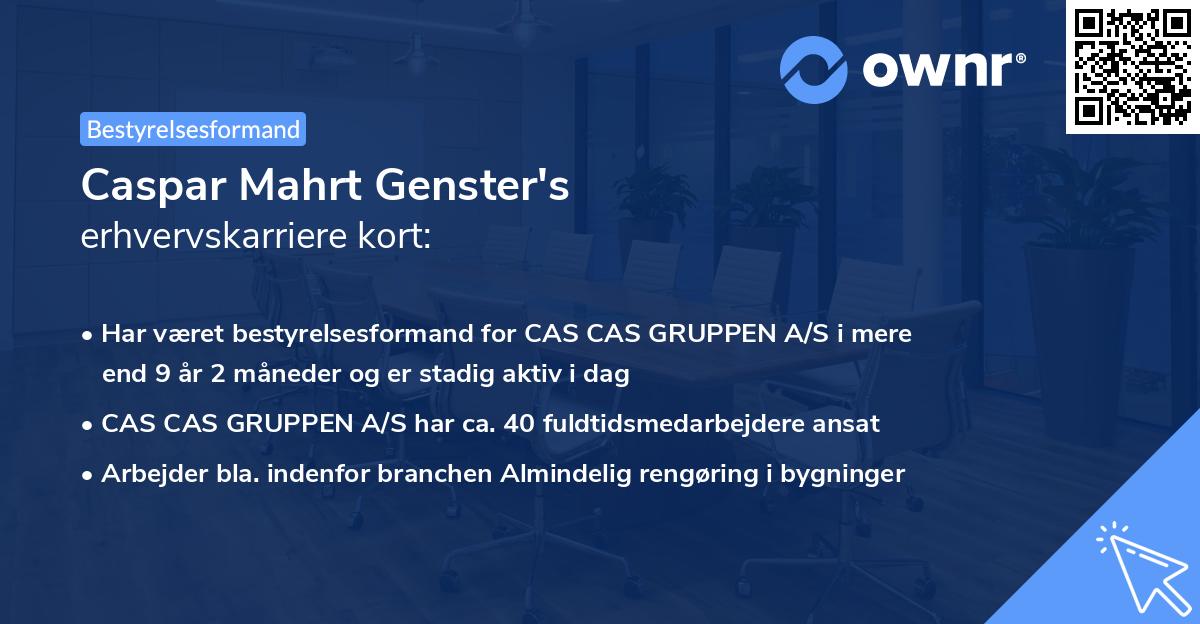 Caspar Mahrt Genster's erhvervskarriere kort