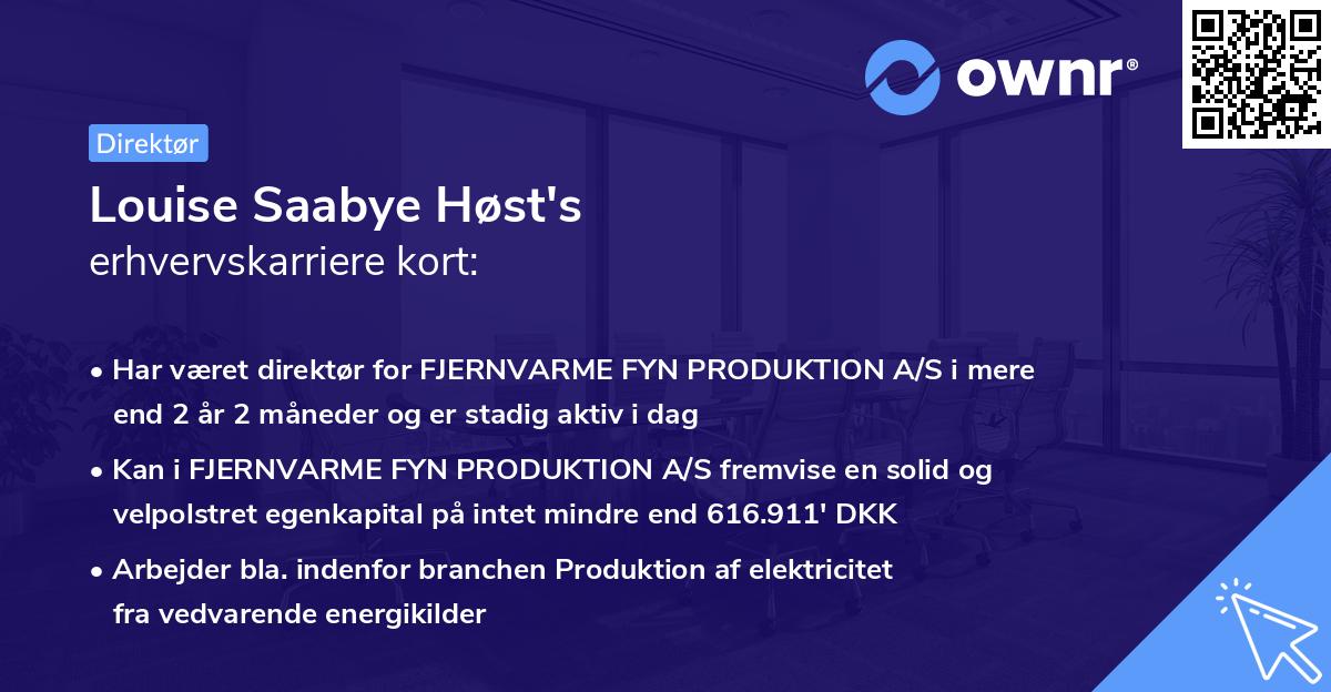 Louise Saabye Høst's erhvervskarriere kort
