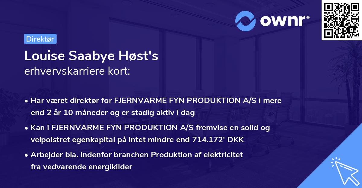 Louise Saabye Høst's erhvervskarriere kort