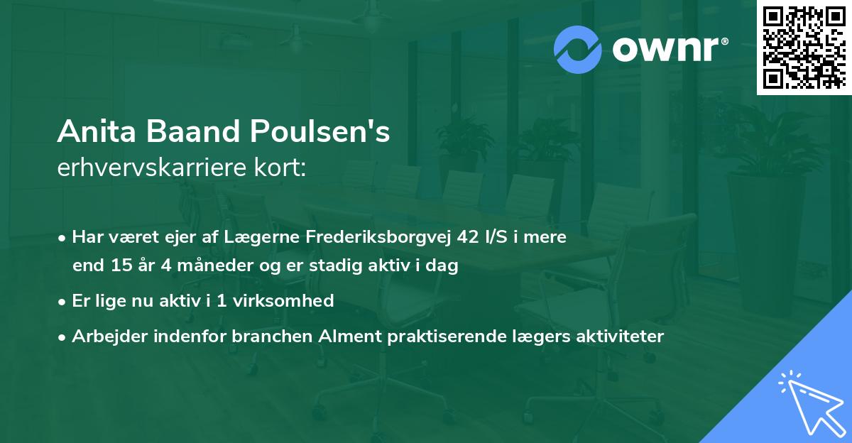 Anita Baand Poulsen's erhvervskarriere kort