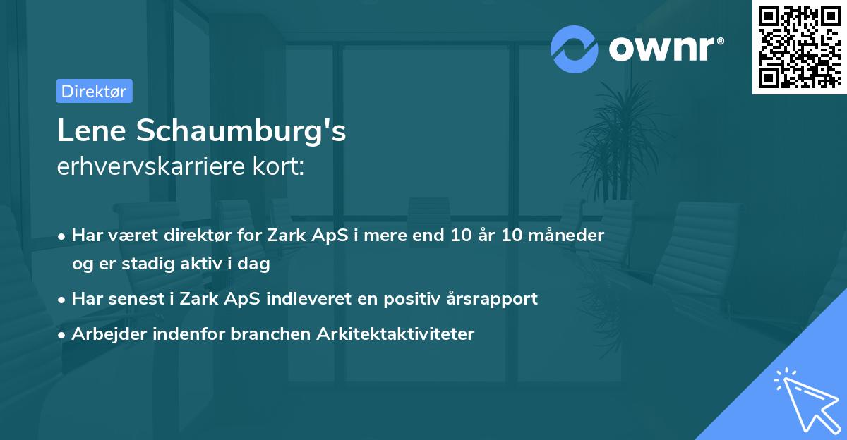 Lene Schaumburg's erhvervskarriere kort