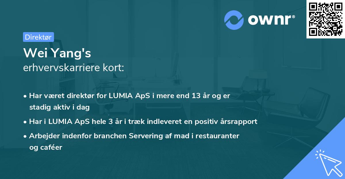 Wei Yang's erhvervskarriere kort