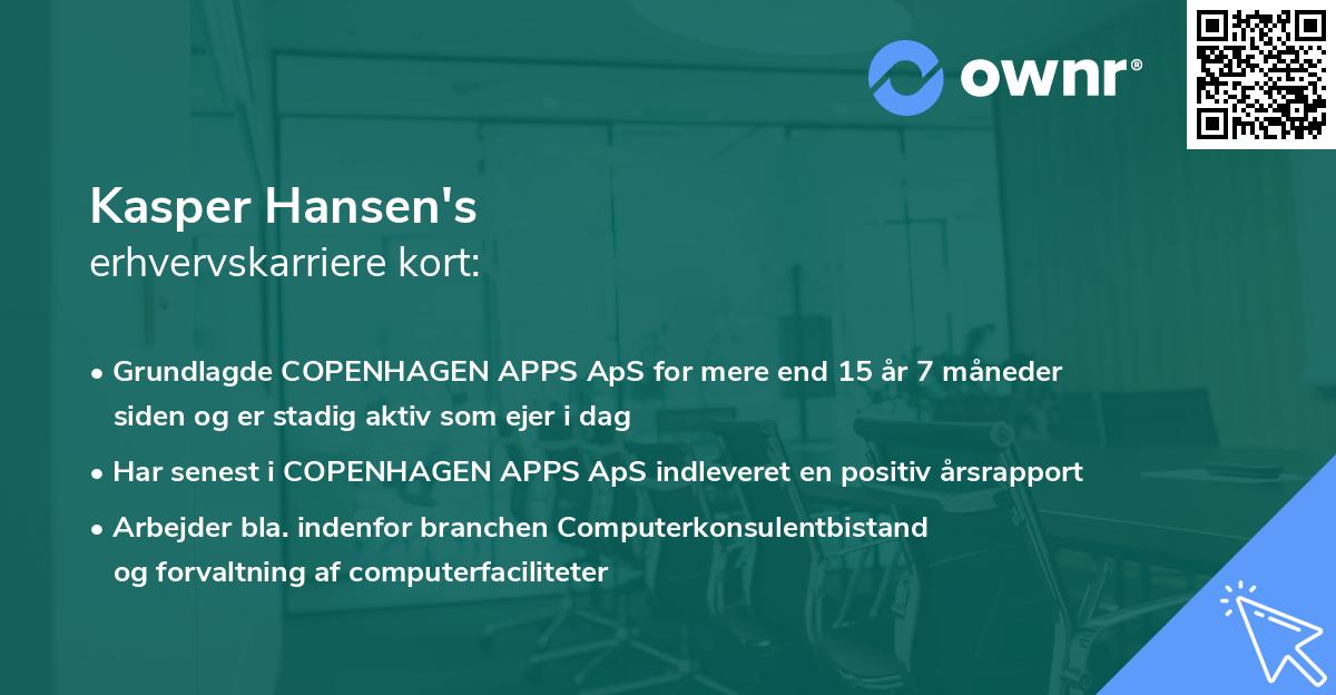 Kasper Hansen's erhvervskarriere kort