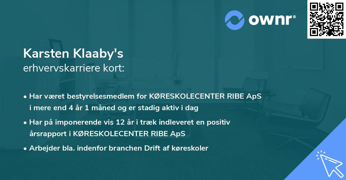 Karsten Klaaby's erhvervskarriere kort