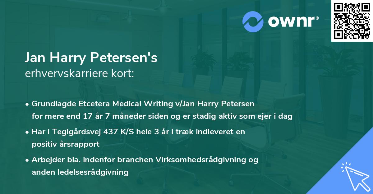 Jan Harry Petersen's erhvervskarriere kort
