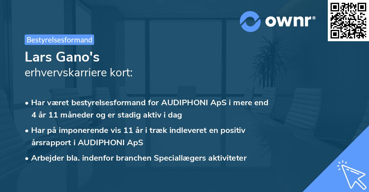 Lars Gano's erhvervskarriere kort