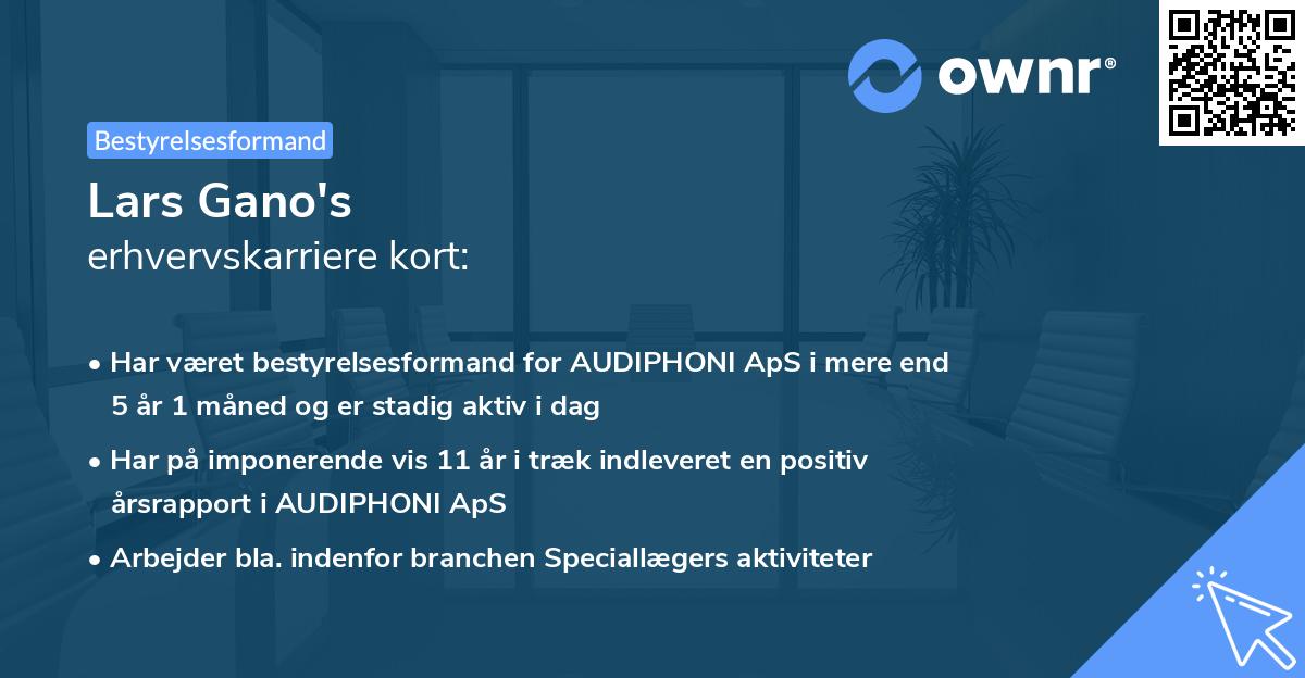 Lars Gano's erhvervskarriere kort