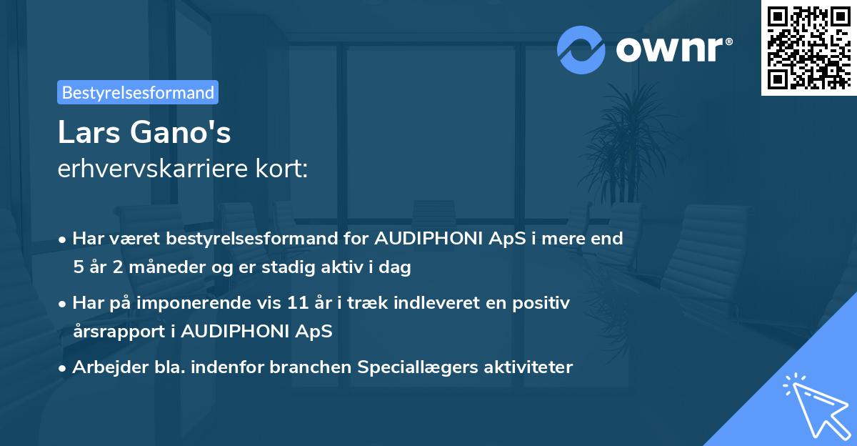 Lars Gano's erhvervskarriere kort