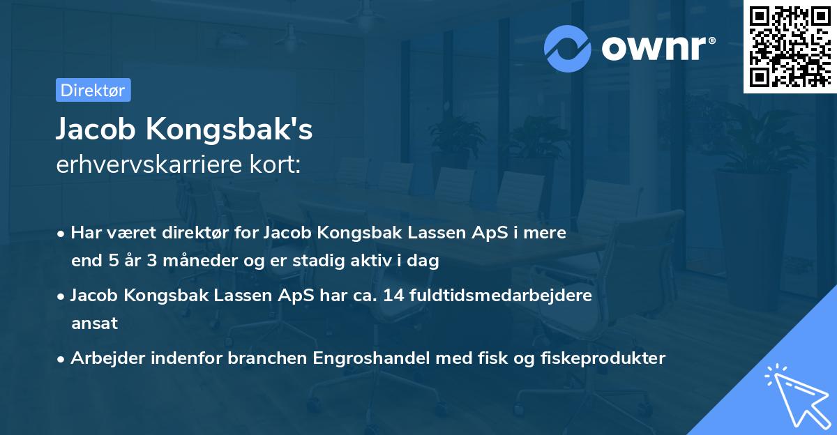 Jacob Kongsbak's erhvervskarriere kort