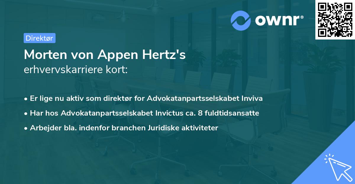 Morten von Appen Hertz's erhvervskarriere kort