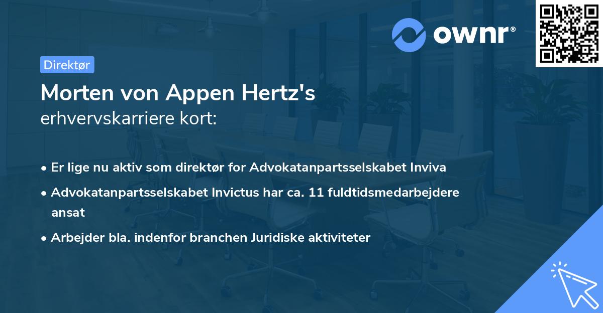 Morten von Appen Hertz's erhvervskarriere kort