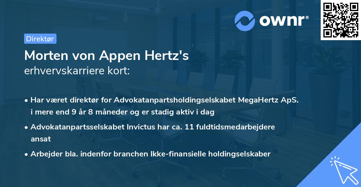 Morten von Appen Hertz's erhvervskarriere kort