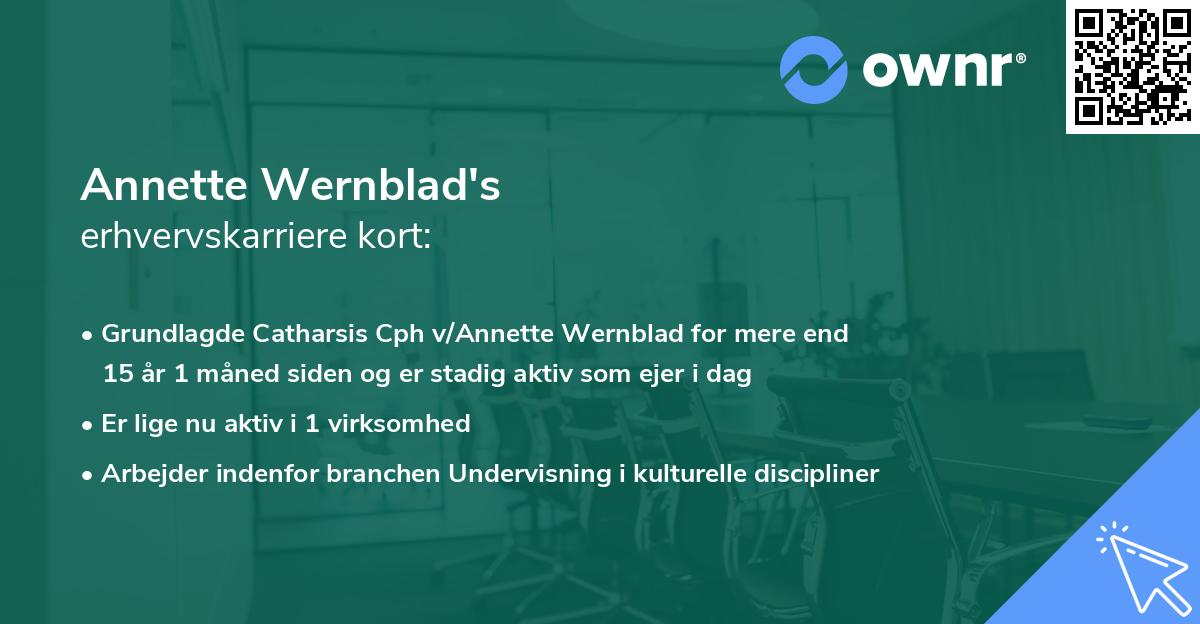 Annette Wernblad's erhvervskarriere kort