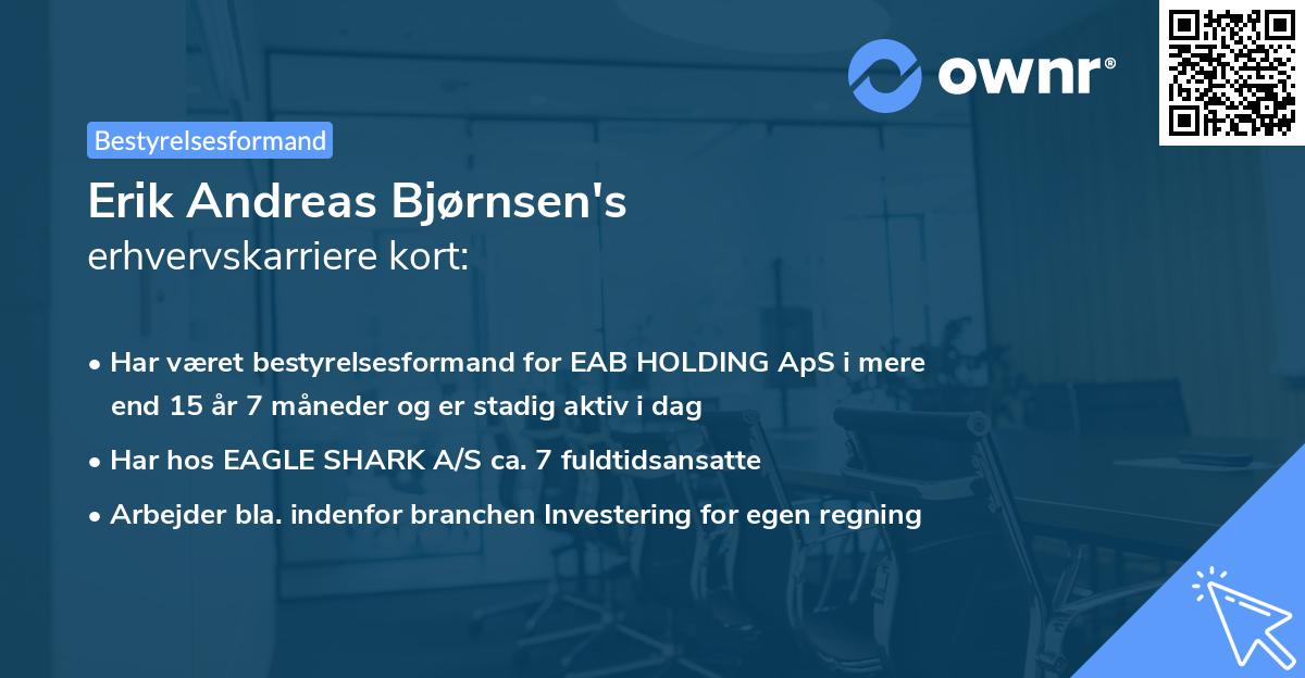 Erik Andreas Bjørnsen's erhvervskarriere kort