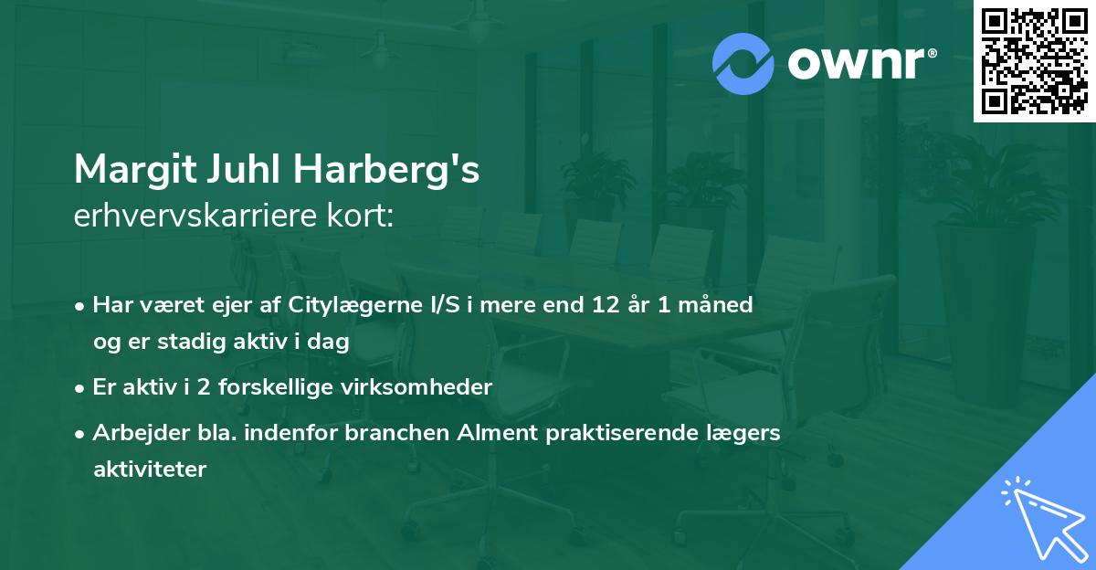 Margit Juhl Harberg's erhvervskarriere kort