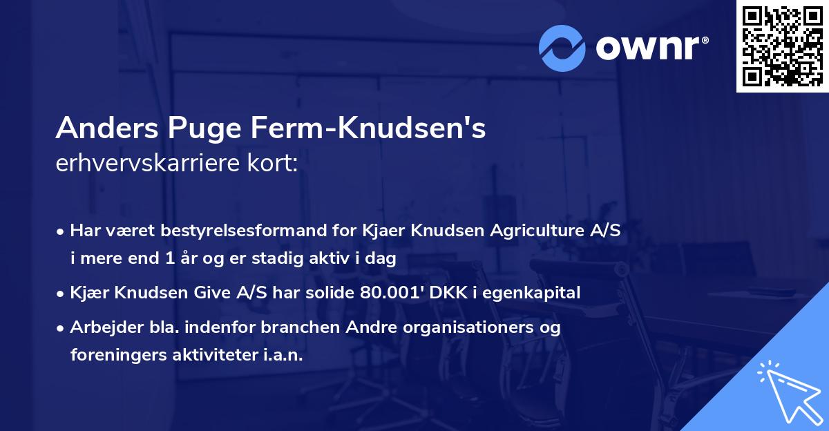 Anders Puge Ferm-Knudsen's erhvervskarriere kort