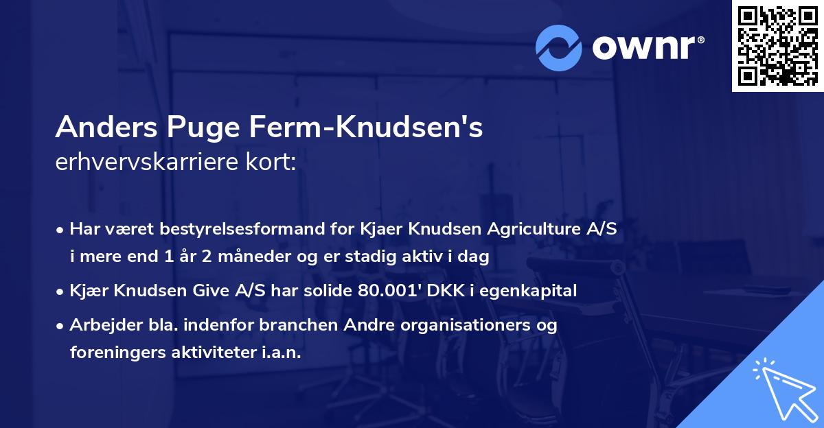 Anders Puge Ferm-Knudsen's erhvervskarriere kort