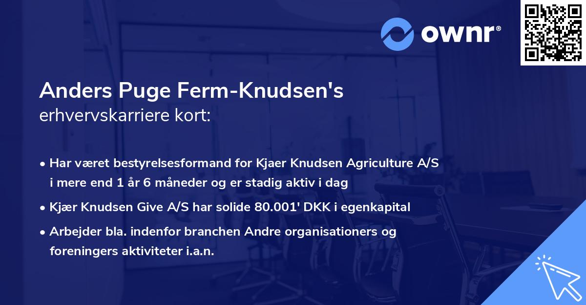 Anders Puge Ferm-Knudsen's erhvervskarriere kort