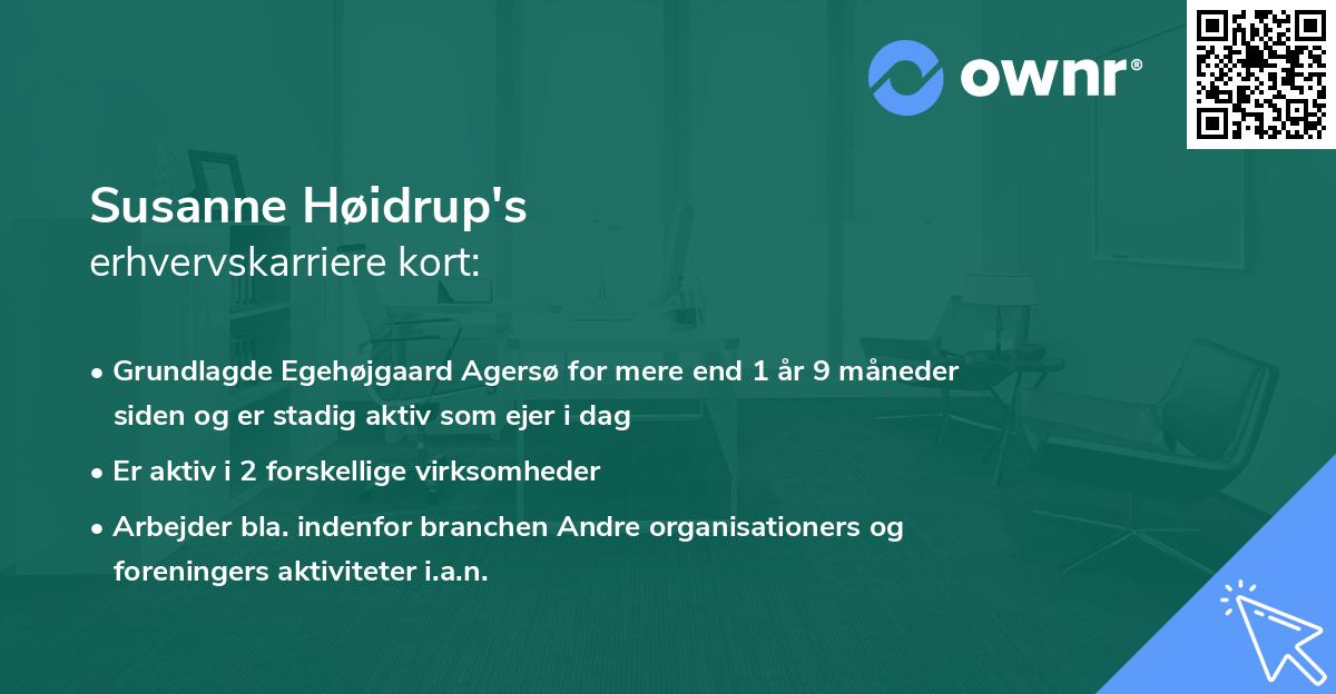 Susanne Høidrup's erhvervskarriere kort