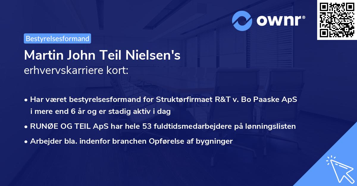 Martin John Teil Nielsen's erhvervskarriere kort