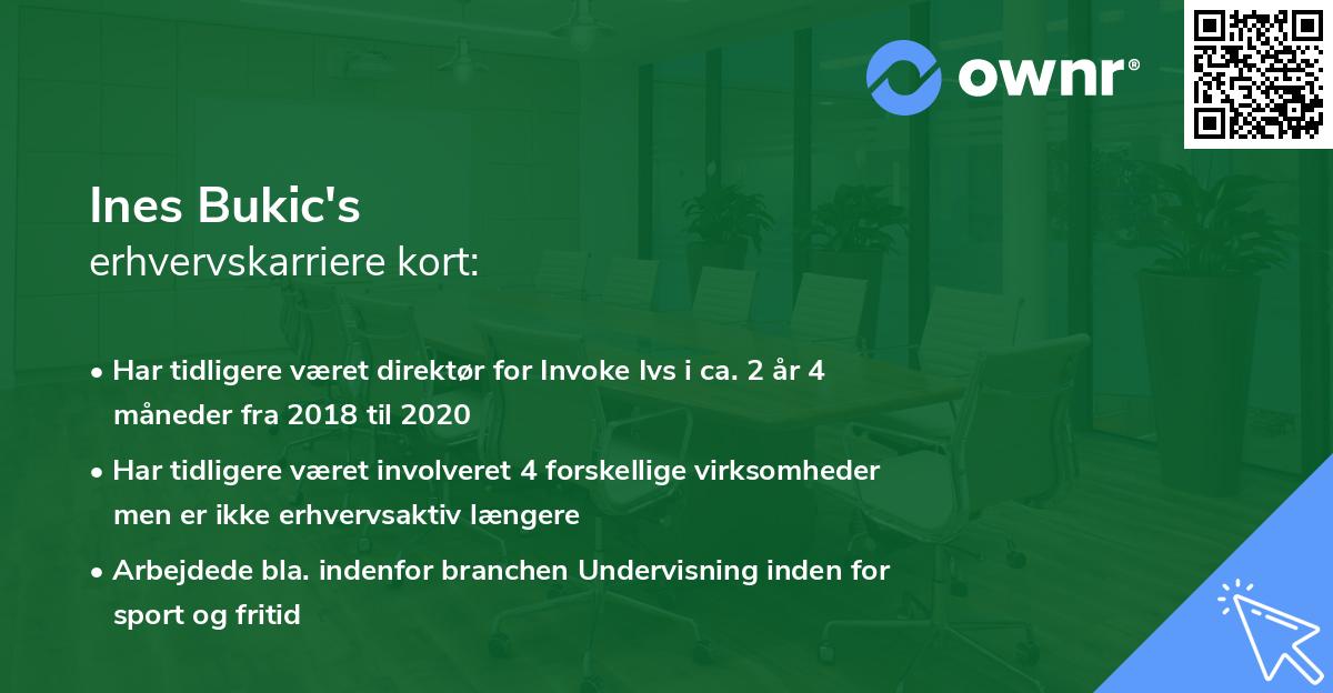 Ines Bukic's erhvervskarriere kort