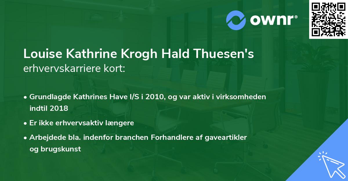 Louise Kathrine Krogh Hald Thuesen's erhvervskarriere kort