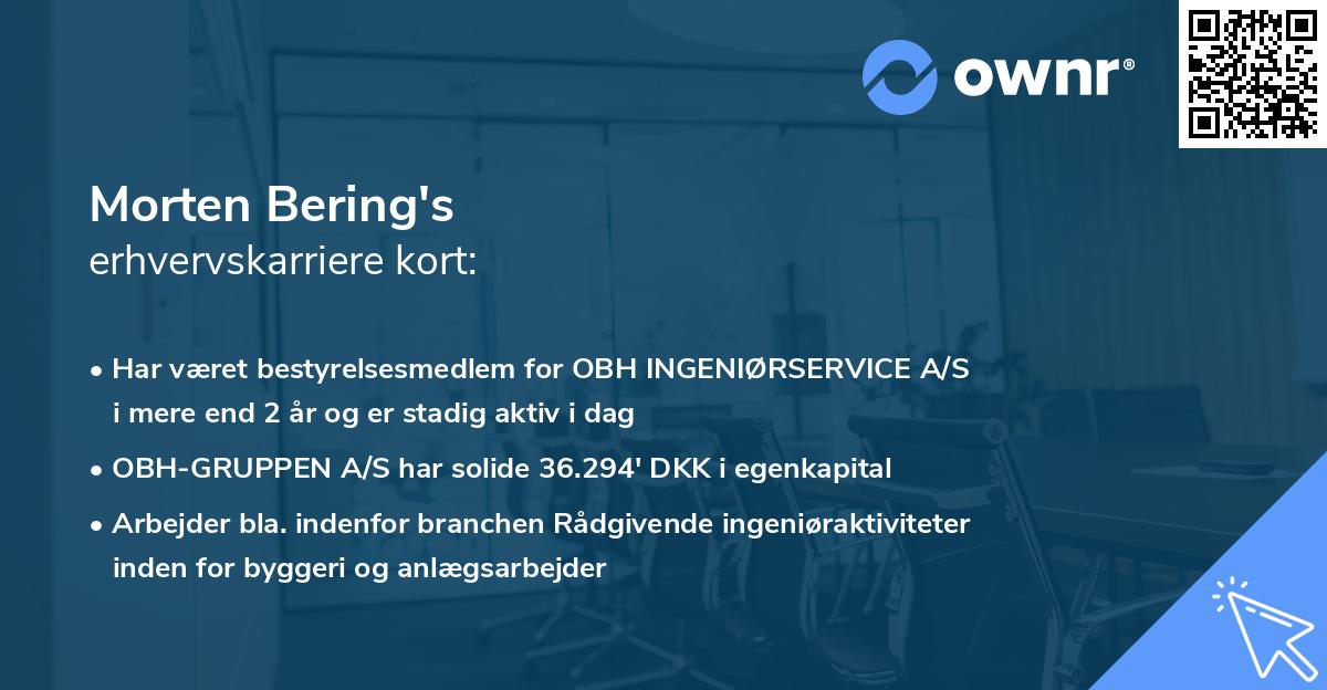 Morten Bering's erhvervskarriere kort