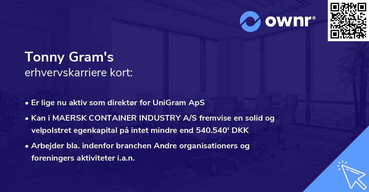 Tonny Gram's erhvervskarriere kort