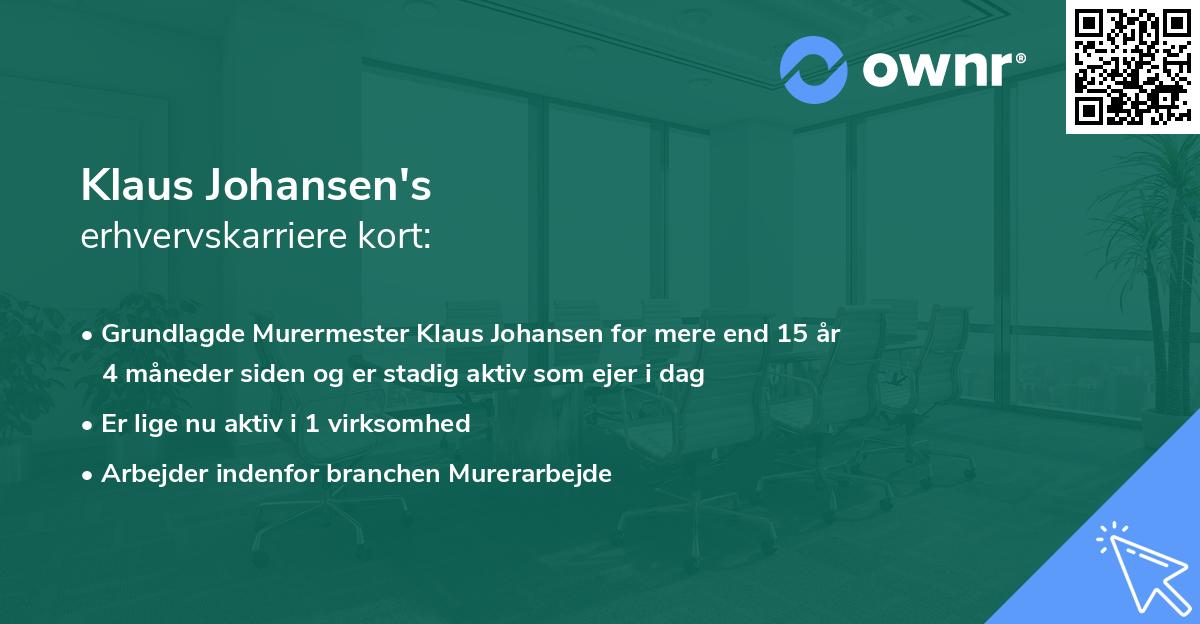 Klaus Johansen's erhvervskarriere kort