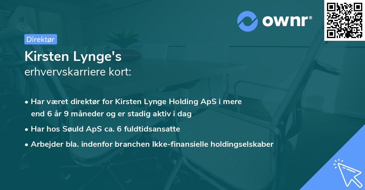 Kirsten Lynge's erhvervskarriere kort