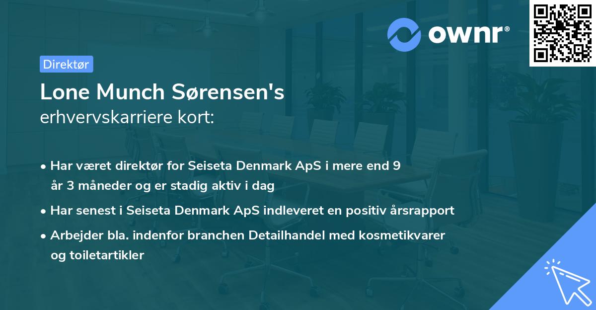 Lone Munch Sørensen's erhvervskarriere kort