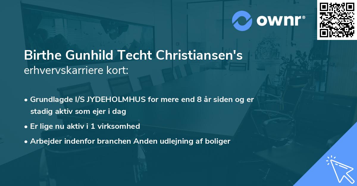 Birthe Gunhild Techt Christiansen's erhvervskarriere kort