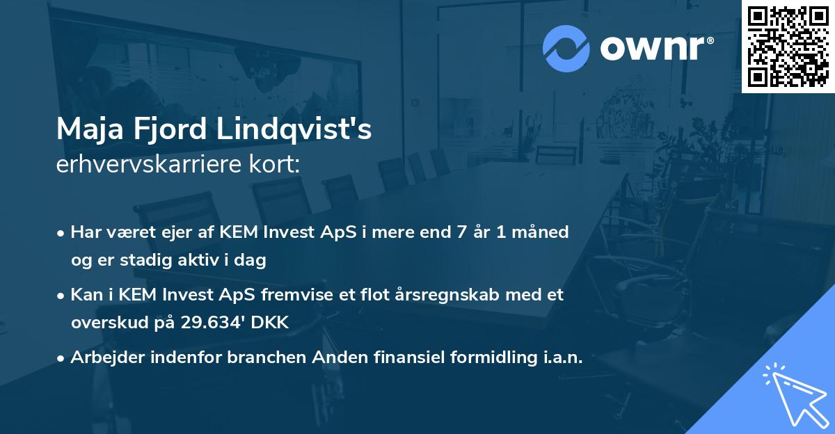 Maja Fjord Lindqvist's erhvervskarriere kort