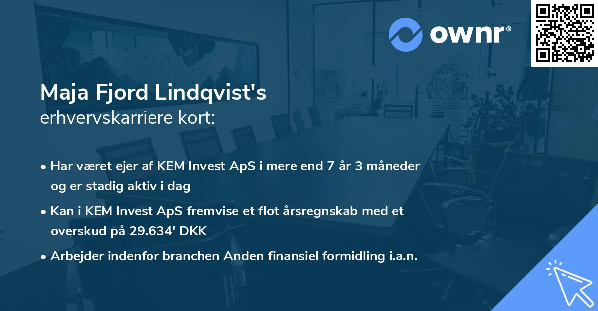 Maja Fjord Lindqvist's erhvervskarriere kort