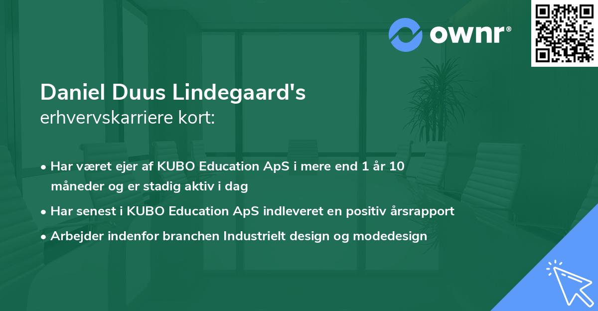 Daniel Duus Lindegaard's erhvervskarriere kort