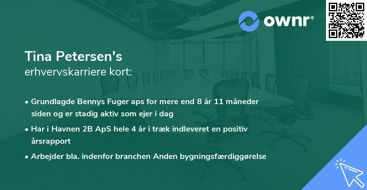 Tina Petersen's erhvervskarriere kort