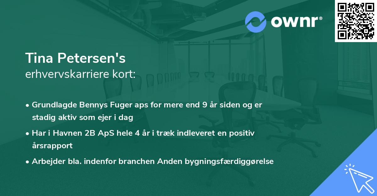 Tina Petersen's erhvervskarriere kort